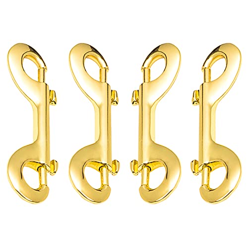 Xihuimay Lot de 4 mousquetons à double extrémité 8,9 cm en alliage de zinc plaqué nickel avec mousqueton à chaîne clip multi-usage boucle de matériel pour cheval, chien, laisse, garage, doré Cover