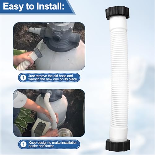 Image of 11535 Pool Sand Filter Pump Hose for Intex Sand Filter, 1.5'' Diameter Pool Pump Hose Replacement for Above Ground Pools & Saltwater Systems, 16 Inch Pool Hoses Interconnecting Pool Filter to Pump