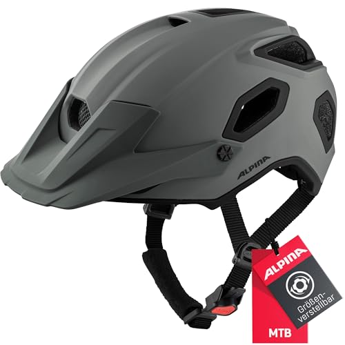 Alpina COMOX - Widerstandsfähiger, Stoßabsorbierender & Anpassbarer Enduro Fahrradhelm Mit kurzem Schild Für Erwachsene, Coffee-Grey matt, 57-62 cm