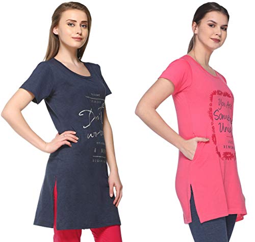 Image of In Love Women's Plus Size Cotton Printed T-Shirt with Pocket - Combo Pack of 2