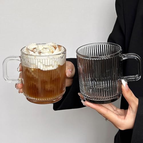 Set 2 Mugs de Vidrio 12oz con Tapa y Cuchara miniatura 6