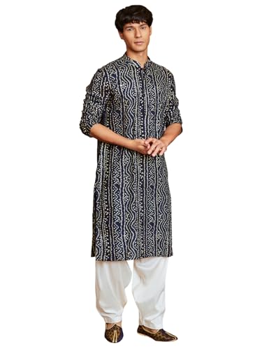 Image of VASTRAMAY Men's Bandhani Rayon Kurta & Patiyala Set