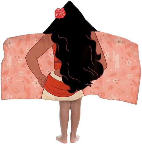 Jay Franco Kids Hooded Towel 22 x 51 Super Soft Bath Wrap with 3D Hood Adventure & Sports Characters Beach Pool & Travel Official Licensed Red - Moana