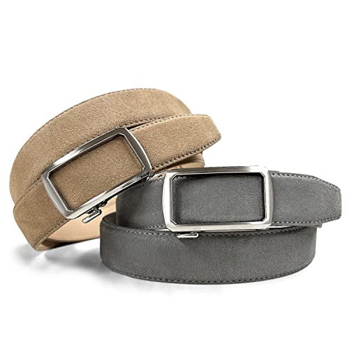 Men's Suede Leather Belt Genuine Leather Casual Dress Belt or Ratchet Belt Multi Color & Width Style3