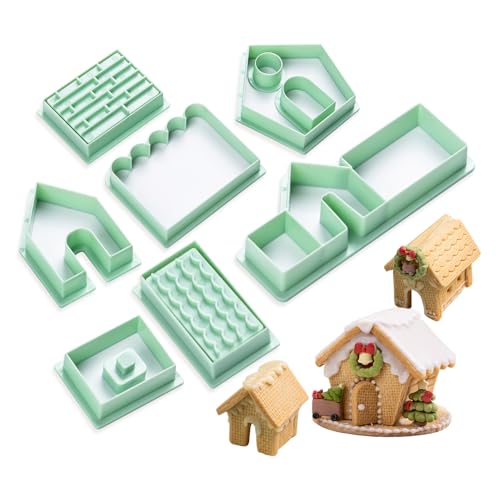 KALAIEN Gingerbread House Cookie Cutters 3d Mini Christmas Mug Hugger Cookie Cutter Gingerbread House Mold for Baking 10 Pcs Gingerbread House Kit Set of 3