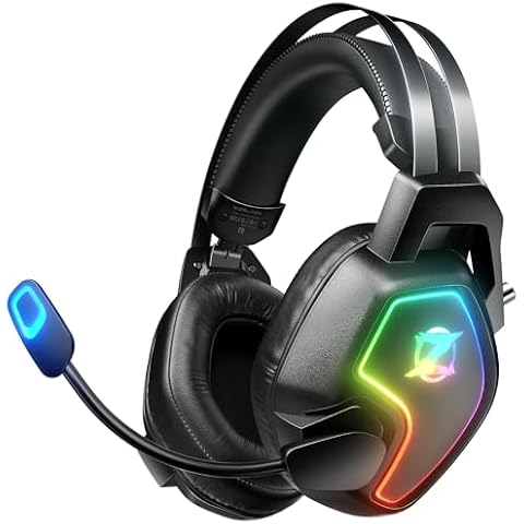 Ozeino Wireless Gaming Headset for Ps5 Ps4 PC Laptop, 7.1 Surround Sound, ENC Mic, 2.4GHz USB Wireless - Type-c Wireless-Bluetooth- 3.5mm Jack Wired 4-in-1 Gaming Headphones Cover