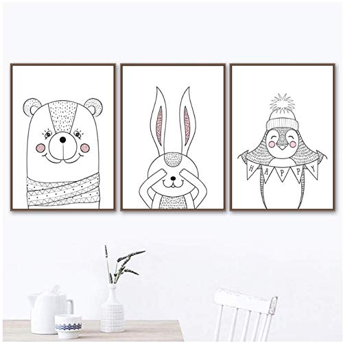 Animaux fox panda raton laveur peinture pour créer un cocon scandinave dans la chambre bébé