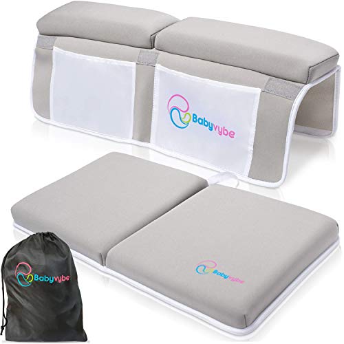 Image of Baby Bath Kneeler and Elbow Rest Pad - Thick Kneeling, Non-Slip 1.5 Inch Support Cushion for Knees and Elbows with Travel Bag