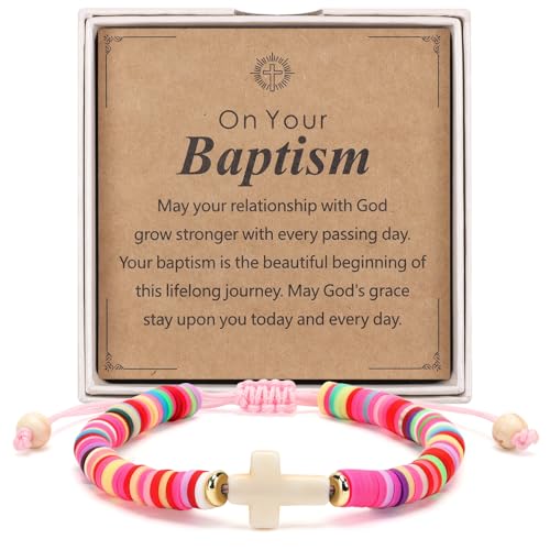 Christian Gifts for Girls - Colorful Cross Bracelet Gift Box Set with Scripture Card, Faith Gift for Birthday, Baptism, First Communion, Confirmation, Easter & Christmas