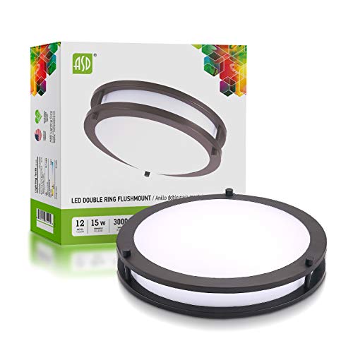 Asd 12 Inch Flush Mount Ceiling Light, Led Dimmable Close To Ceiling Light Fixture For Kitchen Hallway Laundry, Oil Rubbed Bronze, 15W (120W Replacement), 1050 Lm, 3000K, Energy Star, Etl #TOP9