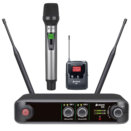 Microphone sans fil UHF ensemble de poche sonorisation portable Chord XU2 micro à revers et casque