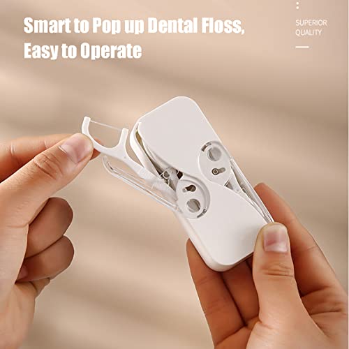 [4 Pack] Portable Floss Dispenser With 48 Dental Floss Picks, Flosser Storage Box For Adults Floss Sticks, Tooth Picks Flossers Suitable For Tourism And Business Trips, White + Black + Pink +Mintgreen #TOP3