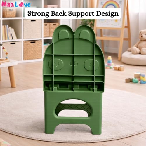 Image of Plastic Foldable Chair for Kids | School Study Chair for Indoor or Outdoor Use for Toddler Kids | Strong & Stable, Safe Rounded Edges | Capacity Up to 40 Kg (Green)