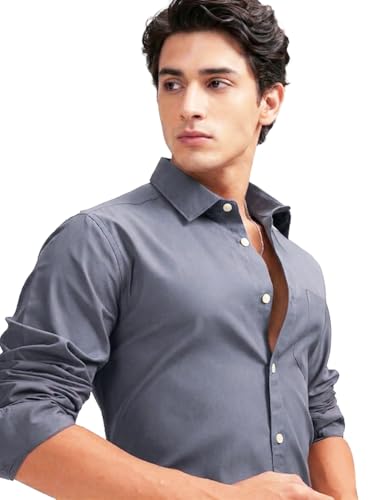Image of Cozytton Men's Pure Cotton Solid Stylish Casual & Formal Wear Shirt | Stylish Regular Fit Full Sleeve Comfortable Office Party Trendy Shirt - Multi Color