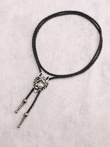 Image of Jeilwiy Bolo Tie for Men Western Cowboy Tie Necklace Gold Bolo Tie Leather Necktie Halloween Tie Accessories for Women