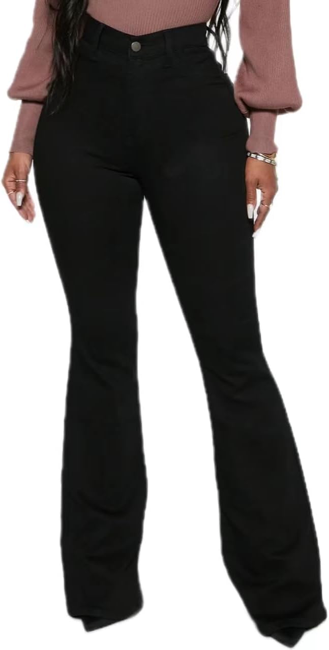 High Waisted Skinny Bell Bottom Jeans for Women Stretch Flare Slim Fit Denim Pants