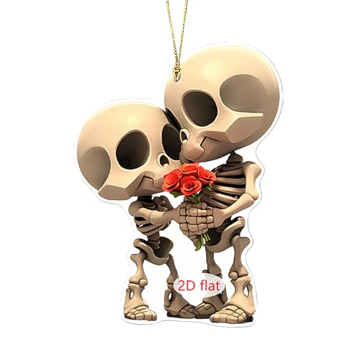 Sghtil Crânio decoração de carro - pingente caveira acrílico 2D pendente para carro | esqueleto pingente de Halloween para camião festa e decoração de veículos