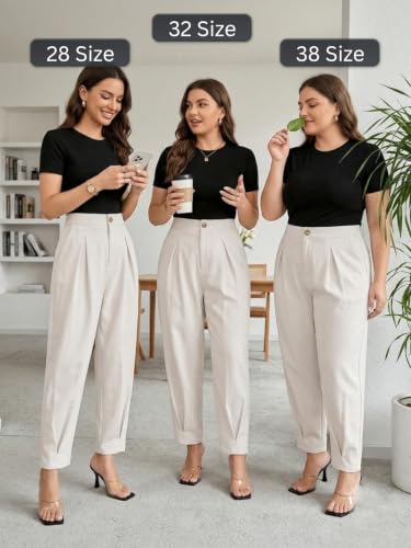 Image of GRECIILOOKS Balloon Fit Ankle Length Women Casual Trousers | Ankle Length Pants for Women Zip & Button | Woman Trousers Balloon Pants