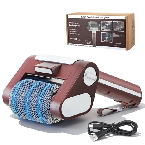 Limpiador eléctrico para barbacoa sin cerdas, con LED, limpiador de barbacoa de acero inoxidable 304, recargable, cepillo eléctrico para barbacoa para limpiar todas las barbacoas