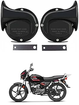 EIAC Universal Windtone Jalwa Horn (2 and 4 wheelers), Black color, Heavy plastic body, Set of 2, 12V voltage For Splendor Universal For All Models