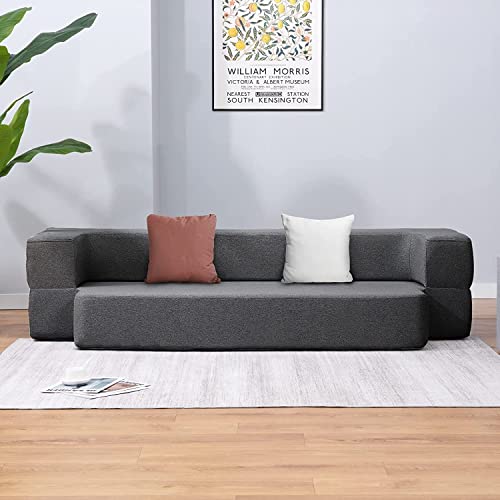 Mjkone Twin Size Folding Futon Sofa Bed,Convertible Futon Couch Bed,Floor Sofa With Memory Foam Mattress,Sleeper Couches Bed For Living Room/Bedroom/Kids Room,Dark Grey #TOP1