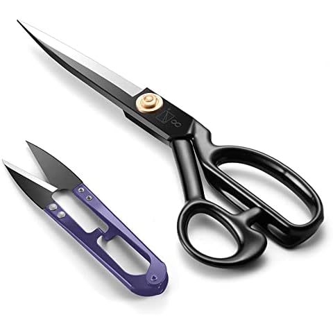 Fabric Scissors 8 Inch, Dressmaking Sewing Scissors High Carbon Steel Tailor's Shears w/ Thread Cutter & Measuring Tape, Designed for Cutting Clothes, Fabrics, Leather, Sewing & Crafting(Right-Handed) Cover
