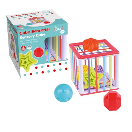 TACHAN - Cubo sensorial Infantil - Juego de clasificación - 6 Formas con Diferentes Texturas y Colores (CPA Toy Group 782T00834)