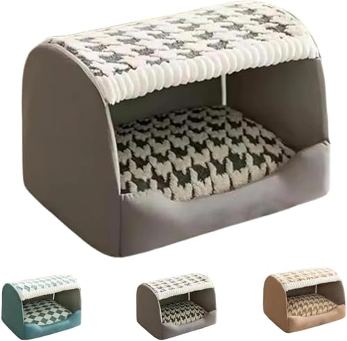 QINMOZH 犬 ベッド 冬 暖かい 洗える ドーム おもしろ かわいい 犬ベッド ペットハウス 犬 オールシーズン 屋根付き 可愛い ふわふわ ふかふか 犬 ドーム型ベッド 暖かい ジャンボ 耐久性 取り外し可能 滑り止め 室内用寒さ対策 (グレー,S