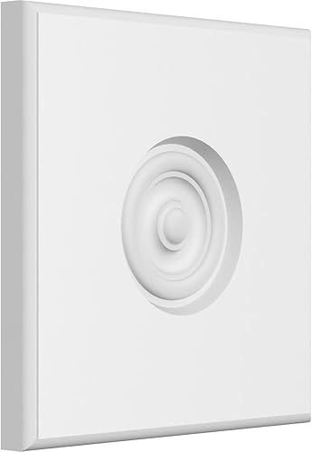 Ekena Millwork ROSP080X080X075SDG04 Roseta estándar Sedgwick Bullseye con borde redondeado, 8 pulgadas de ancho x 8 pulgadas de alto x 34 pulgadas