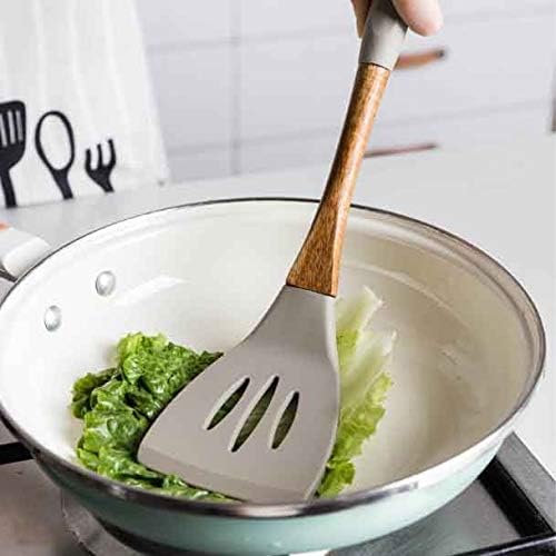 Silicone Kitchen Tools Set Cooking Utensils Spatula Shovel Soup Spoon with Wooden Handle Special Heat-resistant Design
