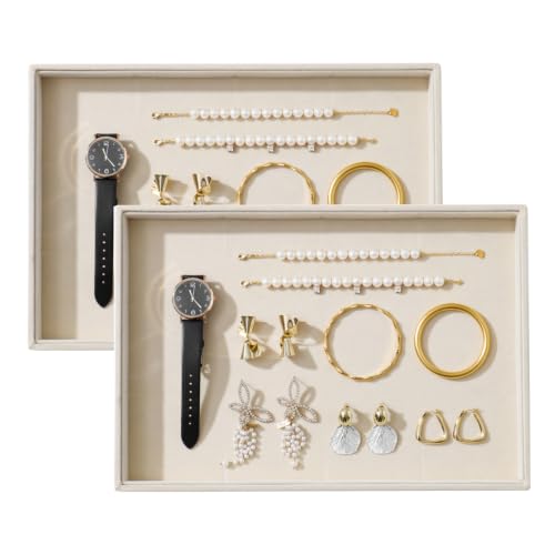 Image of Large Velvet Jewelry Tray Display Drawer Inserts 2 Pack
