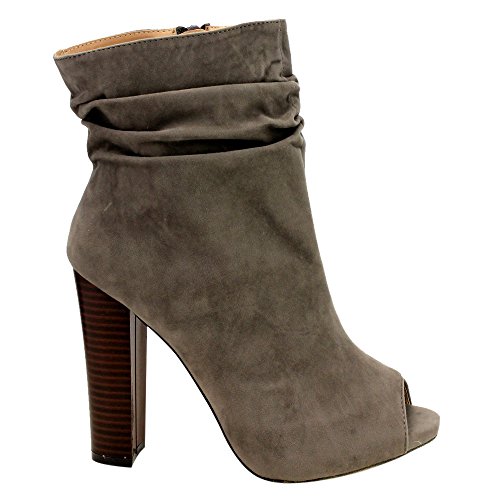 Chase & Chloe Ivy-1 Women's Ruched Zip High Stacked Heel Ankle2
