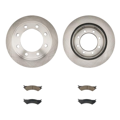 Image of KAX Rear Brake Kit, OE Brake Rotors and Ceramic Brake Pads | Fits Ford E-350 Super Duty, E-250, E-350 Club Wagon, E-250 Econoline, E-350 Econoline Club Wagon, Automotive Replacement Brake Kit