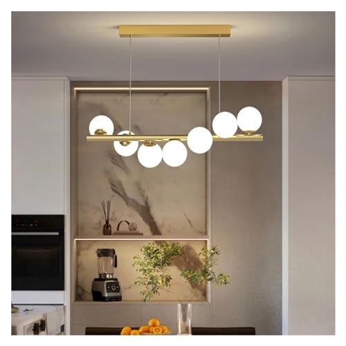 Lampe suspendue à LED et lustre de plafond long moderne en boule de verre pour cuisine moderne