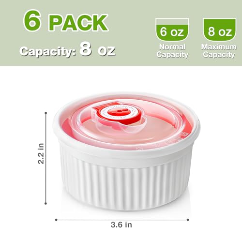 image for Mfacoy Ramekins with Lids Set of 6, 8 oz Porcelain Creme Brulee Souffl