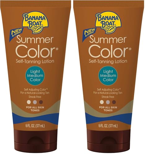 Image of Banana Boat Self Tanning Lotion, Light /Medium Summer Color for All Skin Tones, Reef Friendly, 6 Ounce (Pack of 2)