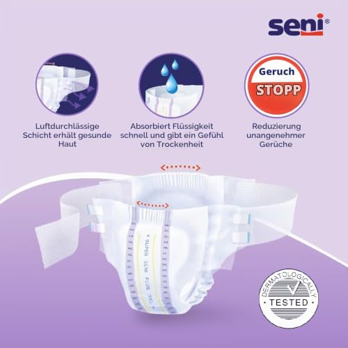 Inkontinenz-Slip für schwere Inkontinenz Seni Windel-Inkontinenzhose Super Seni Plus Nacht (10 Stück) Größe XX-Large