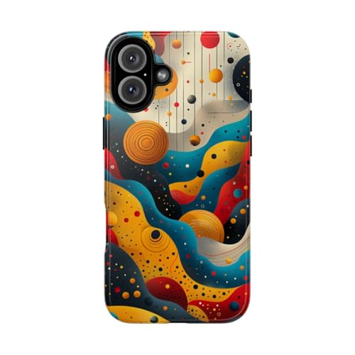 Coque iPhone 16 Plus jaune vagues cosmiques rigide brillante