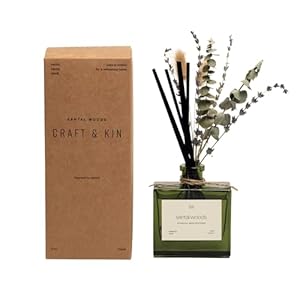   Craft-Kin-Reed-Diffuser-with-Dried-Flowers-5-oz-Santal-Woods-Scented-Reed-Diffusers-for-Home-Bathroom-Scent-Sticks-Elegant-Fragrance-Home-Decor-for-Men-Women