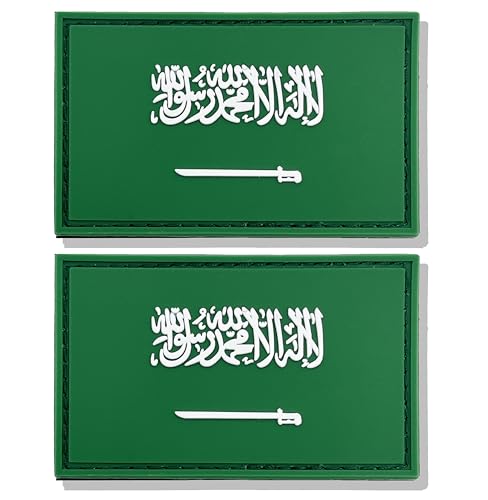 Stidsds Aufnäher mit saudi-arabischer Flagge, 2 Stück – saudi-arabisches Militär, taktischer PVC-Klettverschluss für Kleidung, Hut, Rucksäcke, Stolz-Dekorationen