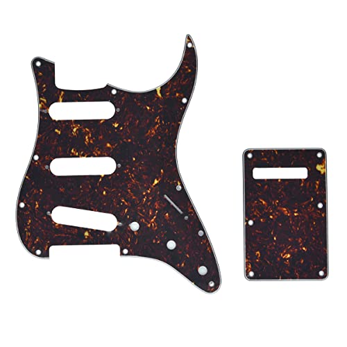 Pickguard Strat SSS 11 trous plaque arrière tortue foncée Dopro guitare Fender US Mexique
