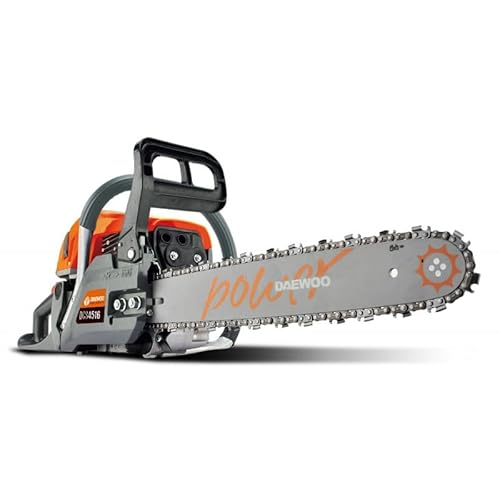 Daewoo Motosierra DACS4516 - Motor Gasolina 2 Tiempos 45 cc, Espada de 16, Potencia 2.3 HP, Peso 6 kg, Depósito 550 ml, Incluye Accesorios 700.142