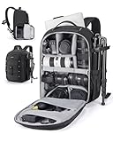 BAGSMART Camera Bag with DSLR Protective Backpack Design, Tripod Holder, Rain Cover, 17' Laptop Compartment, Drone Capacity