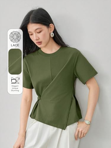 Image of Zilcon Woman Half Sleeve Round Neck Womens Tops Beach Vacation Fashion Clothes Casual Summer Spring Winter Fall Outfits Tops