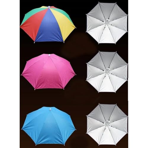 Image of UH26 Umbrella Hat, Colorful Folding Headwear 26 inch, Elastic Headband Sun Rain Umbrella Hat Cap for Party, Fishing and Gardening, Prefect for Kids