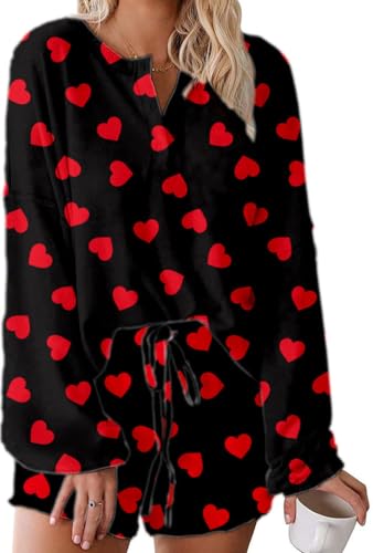 Image of Roshop Halloween Pajama Women's Pumpkin Matching Top & Shorts Loungewear Set