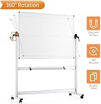 VIZ-PRO Rolling Whiteboard, 48" x 36" Mobile White Board with Stand | Double-Sided Standing Magnetic Dry Erase Board on Wheels for School Office Home 4' x 3'