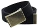 Canvas Web Belt Flip-Top Antique Brass Buckle/Tip Solid Color 50" Long 1.5" Wide (Black)