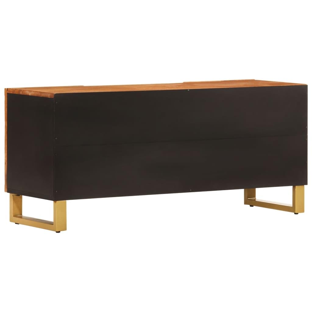Meuble TV bas en bois massif de mangue, 105 x 33,5 x 46 cm, marron