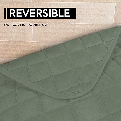 Image of Easy-Going Microfiber Sofa Slipcover L Shape Sectional Couch Cover 42 X 68 Inches Rectangular Chaise Lounge Cover Reversible Sofa Cover Furniture For Pets Kids Children(Greyishgreen /Greyishgreen)